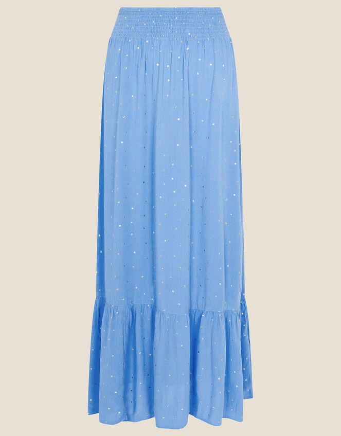 Boho Foil Maxi Tier Skirt, Blue (BLUE), large