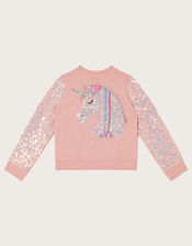 Sequin Sleeve Unicorn Bomber Jacket, Pink (PINK), large