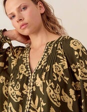 East Kris Hand Batik Top, Green (OLIVE), large