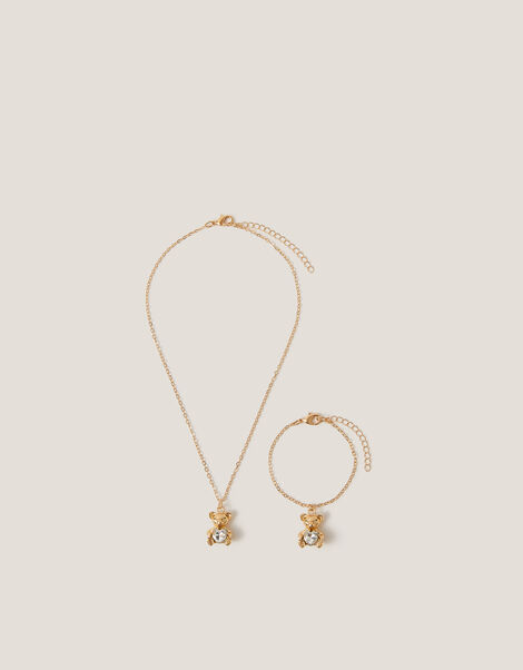 Teddy Bear Necklace & Bracelet Set, , large
