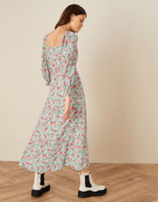 Hattie Floral Midi Dress, Green (GREEN), large