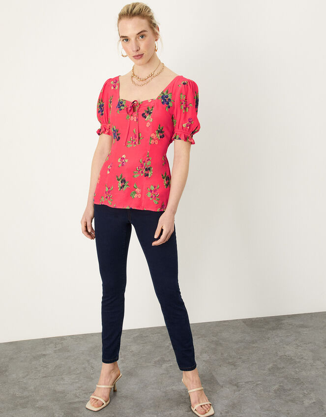 Ramita Fruit Print Blouse in Sustainable Viscose, Orange (ORANGE), large