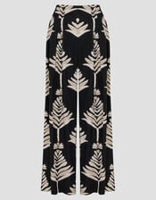 Pamela Linen Blend Wide Leg Trousers, Black (BLACK), large