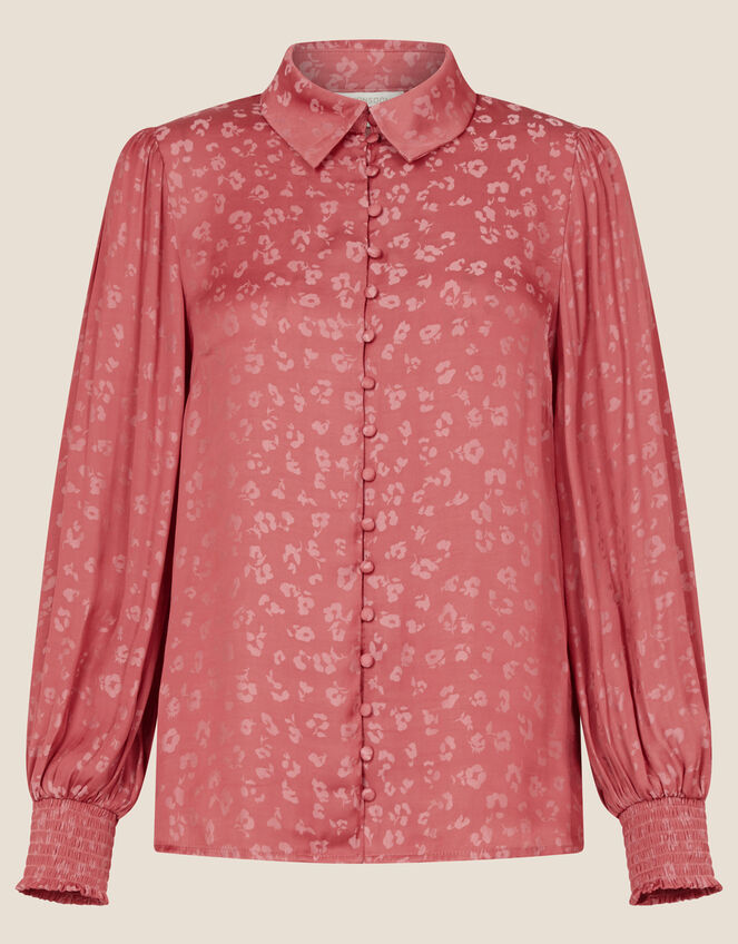 Animal Jacquard Long Sleeve Shirt, Pink (ROSE), large