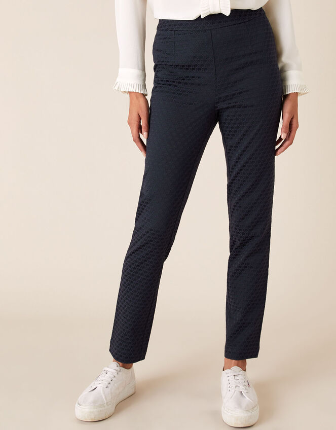 Smart Jacquard Trousers, Blue (NAVY), large