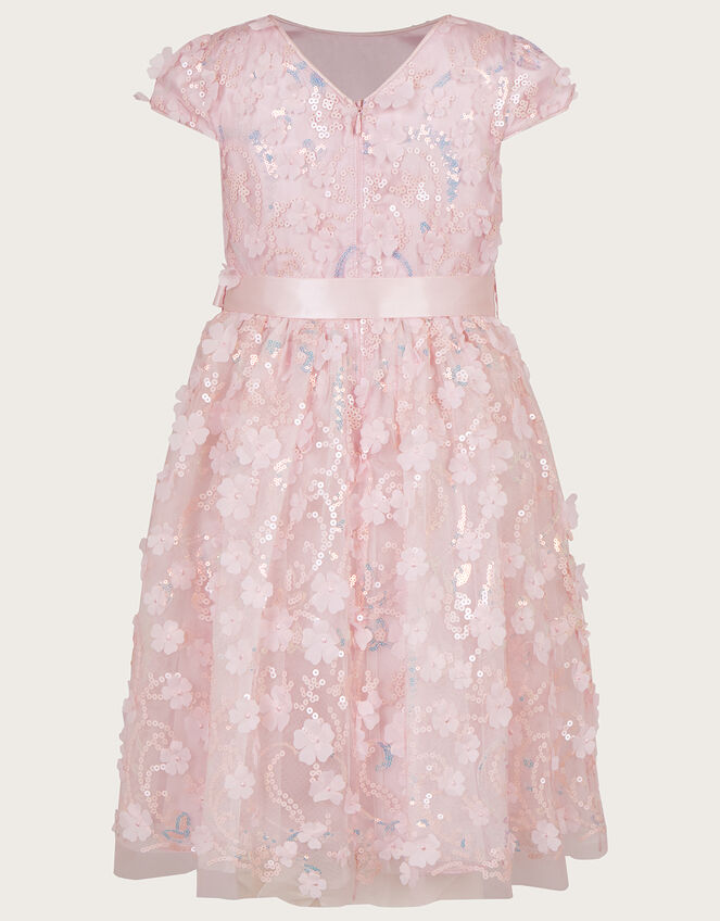 Zahara Sequin 3D Flower Dress, Pink (PINK), large