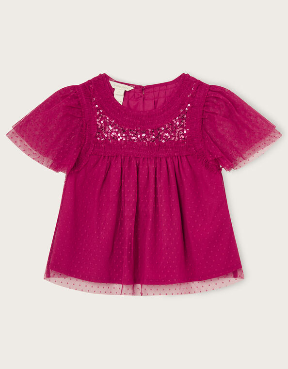 Party Sequin Embellished Top, Pink (BRIGHT PINK), large