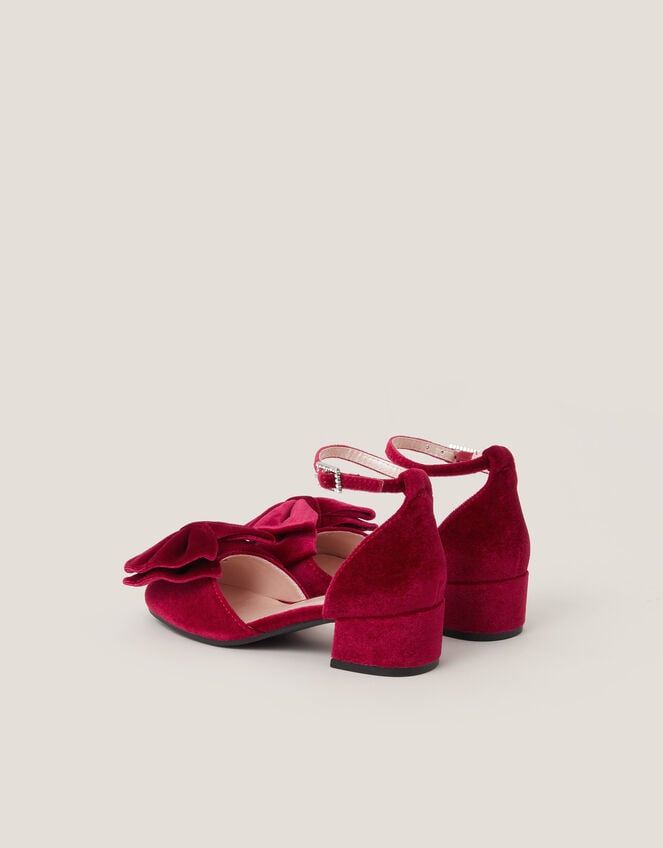Bow Velvet Heels, Red (RED), large