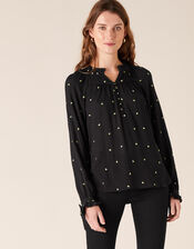 Heart Embroidery Top, Black (BLACK), large