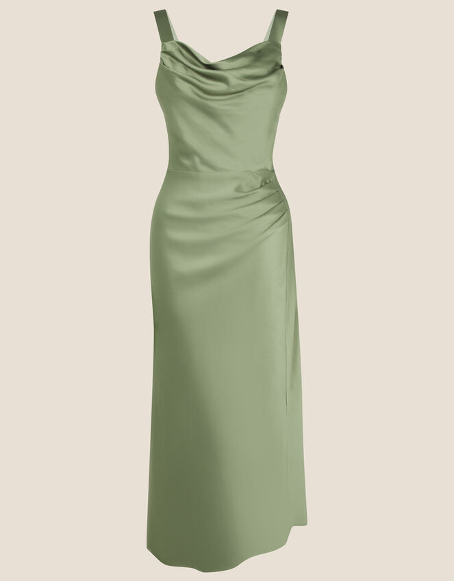 Camilla Cowl Satin Dress, Green (GREEN), large