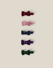 5-Pack Velvet Bow Hair Clips, , large