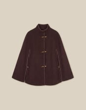 Leia Funnel Neck Cape Coat, Brown (CHOCOLATE), large