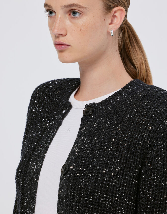 Scotch and Soda Metallic Mid-Length Cardigan, Black (BLACK), large