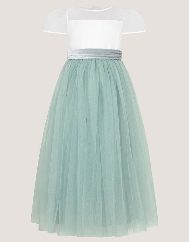 Velvet Bow Bridesmaid Dress, Green (SAGE), large