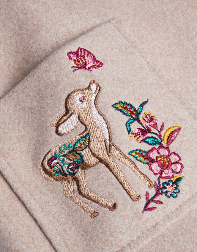 Baby Embroidered Pocket Coat, Camel (OATMEAL), large