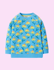 Frugi Floral Print Jumper, Blue (BLUE), large
