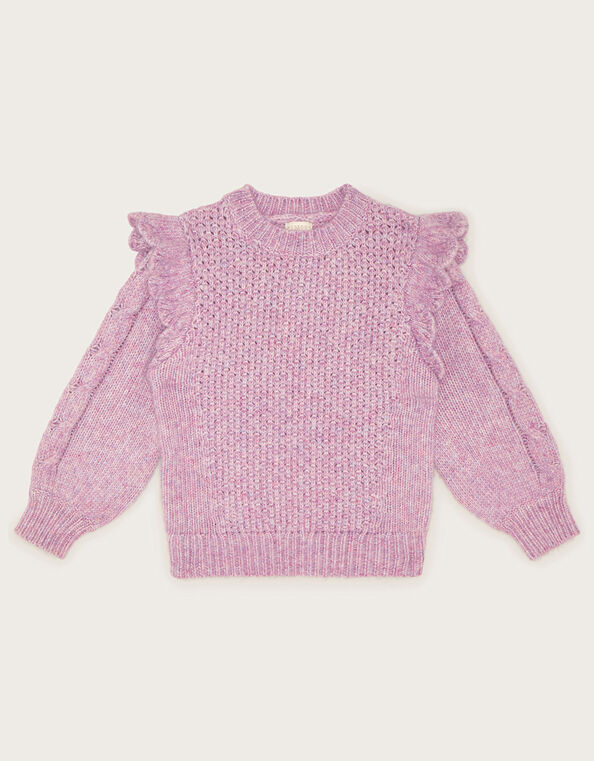 Boutique Knit Scallop Sweater, Purple (PURPLE), large