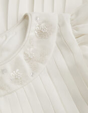 Baby Nellie Pleated Chiffon Dress, Ivory (IVORY), large