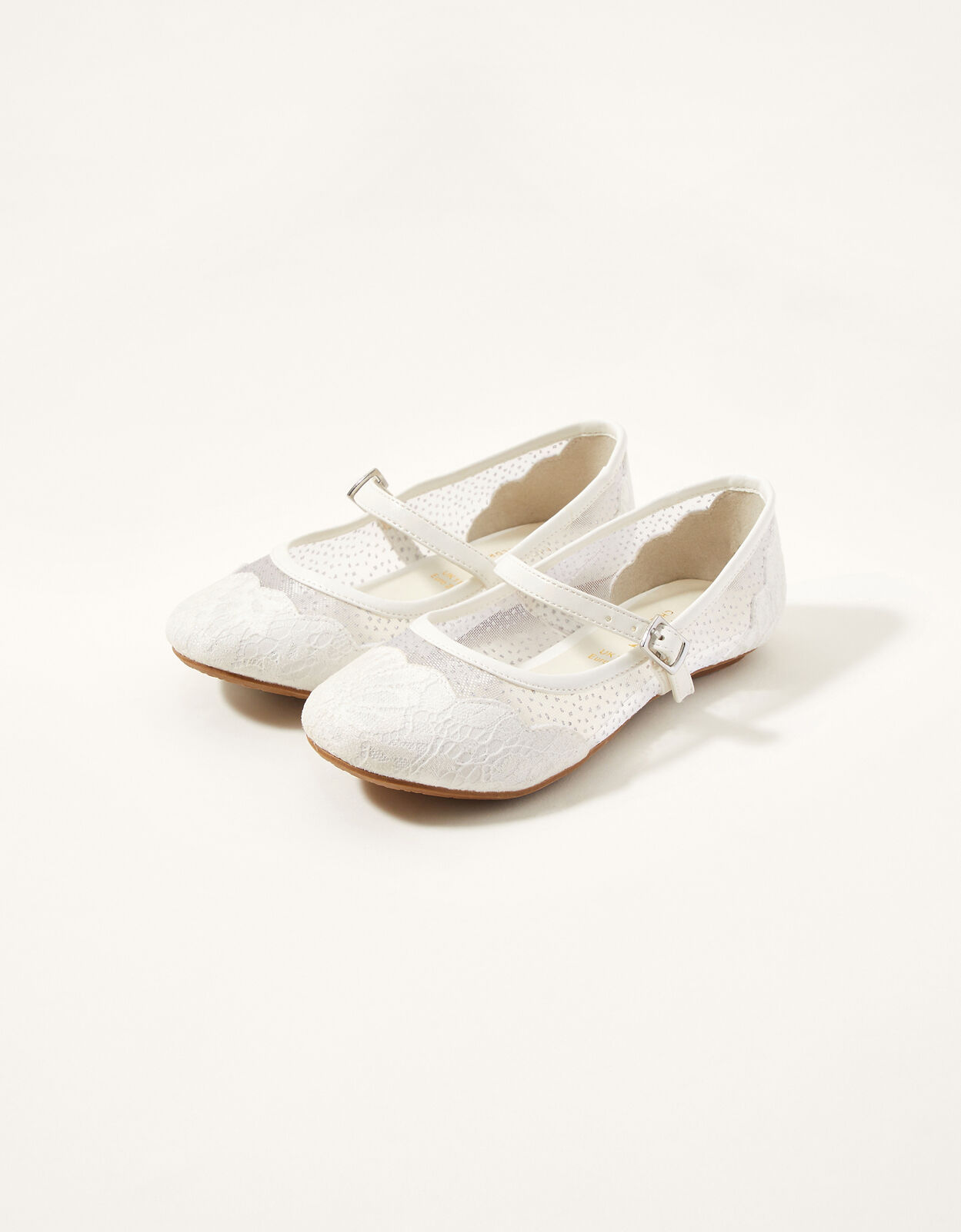 Lace Scallop Ballerina Flats Ivory