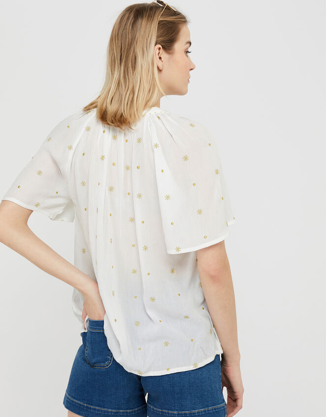 Star Embroidery Top in LENZING™ ECOVERO™, Ivory (IVORY), large