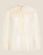 Rowan Ruffle Satin Blouse, Pink (BLUSH), large