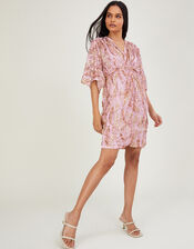 Sloane Embellished Short Dress in Recycled Polyester, Pink (BLUSH), large