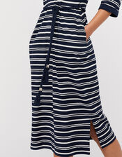 Sandy Stripe Jersey Jacquard Dress, Blue (NAVY), large