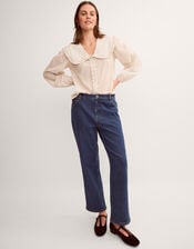 Lily Peter Pan Collar Check Shirt, Ivory (IVORY), large
