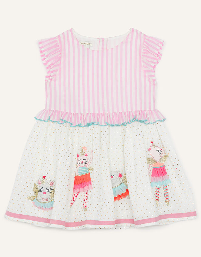 Baby Dancing Mice Stripe Bodice Dress, Pink (PINK), large