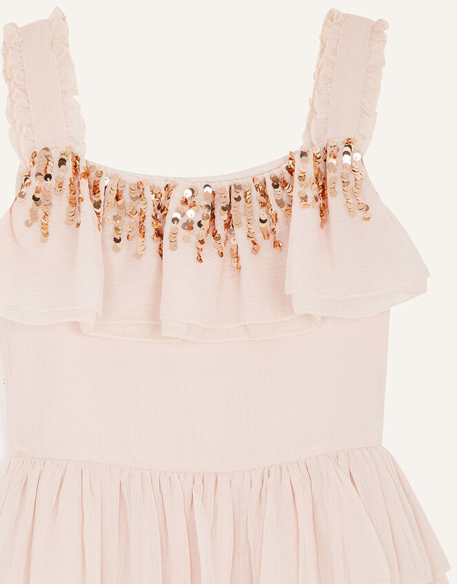 Sequin Tiered Maxi Dress, Natural (CHAMPAGNE), large