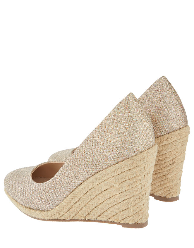 Ella Glitter Espadrille Wedges, Gold (GOLD), large