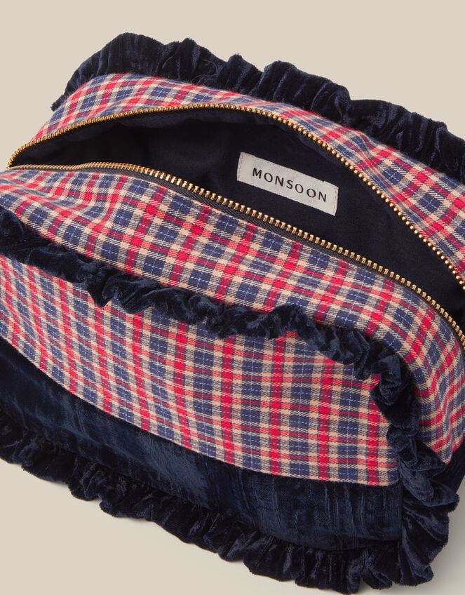Tartan Velvet Make Up Bag, , large