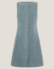 Rudi Sleeveless Scallop Mini Dress, Blue (BLUE), large