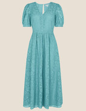Linda Lace Midi Dress, Teal (TEAL), large