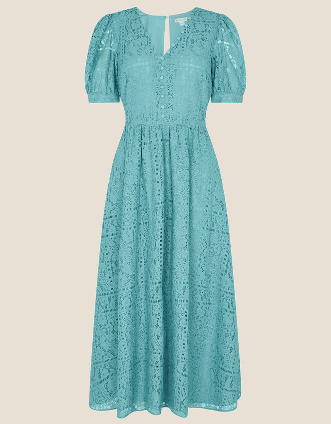 Linda Lace Midi Dress, Teal (TEAL), large