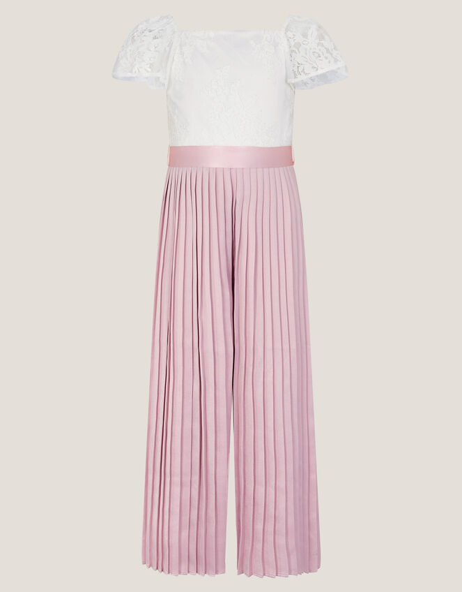 Lace Pleated Jumpsuit, Pink (PALE PINK), large