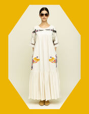 Tallulah & Hope Zoe Embroidered Maxi Dress, Camel (OATMEAL), large