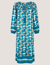 Leila Print Midi Beach Dress, Teal (TEAL), large