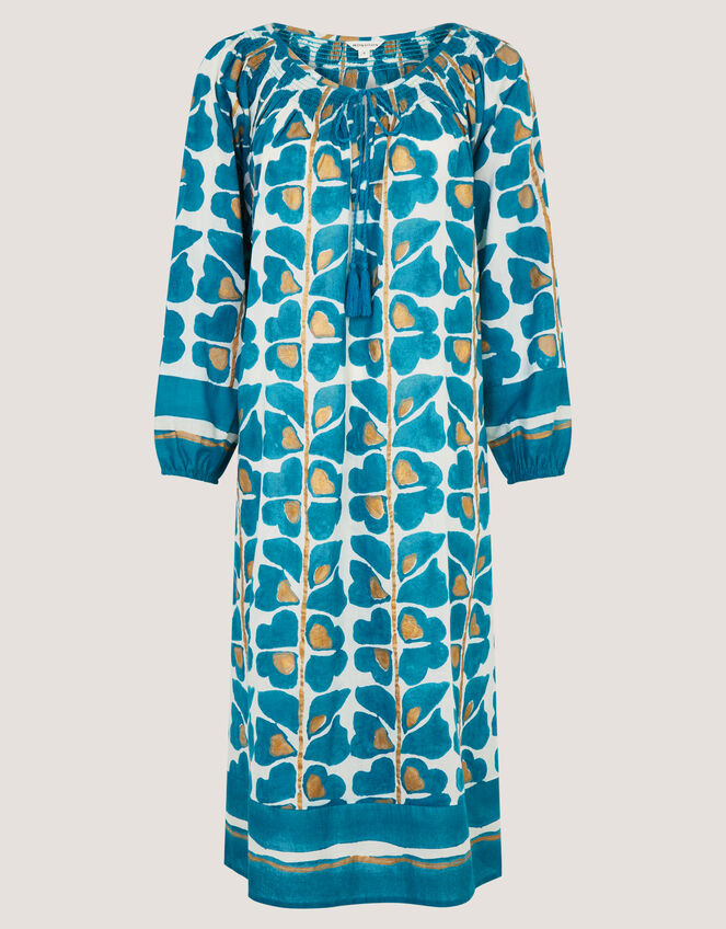 Leila Print Midi Beach Dress, Teal (TEAL), large