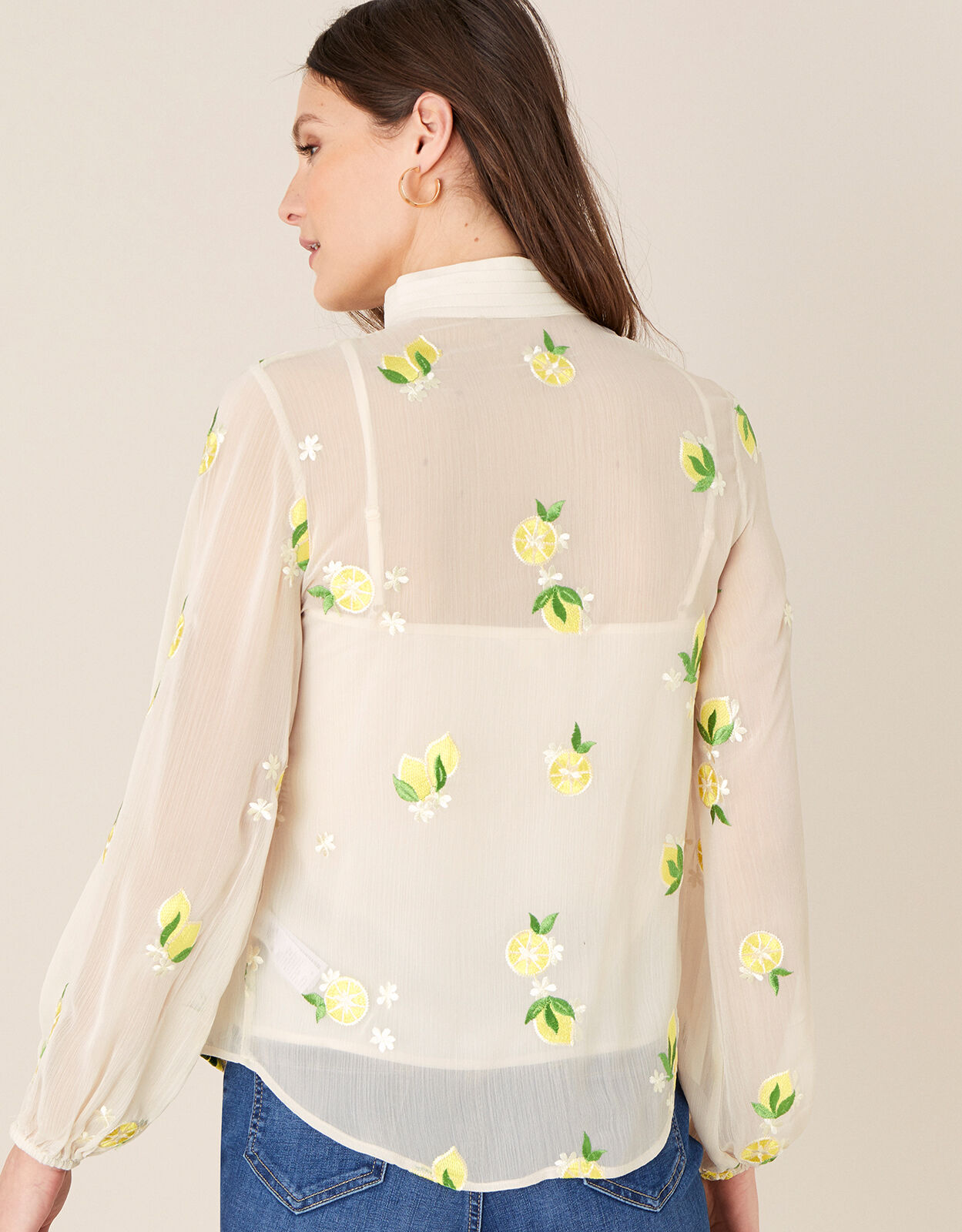 Claire Embroidered Lemon Blouse Nude | Blouses & Shirts | Monsoon Global.