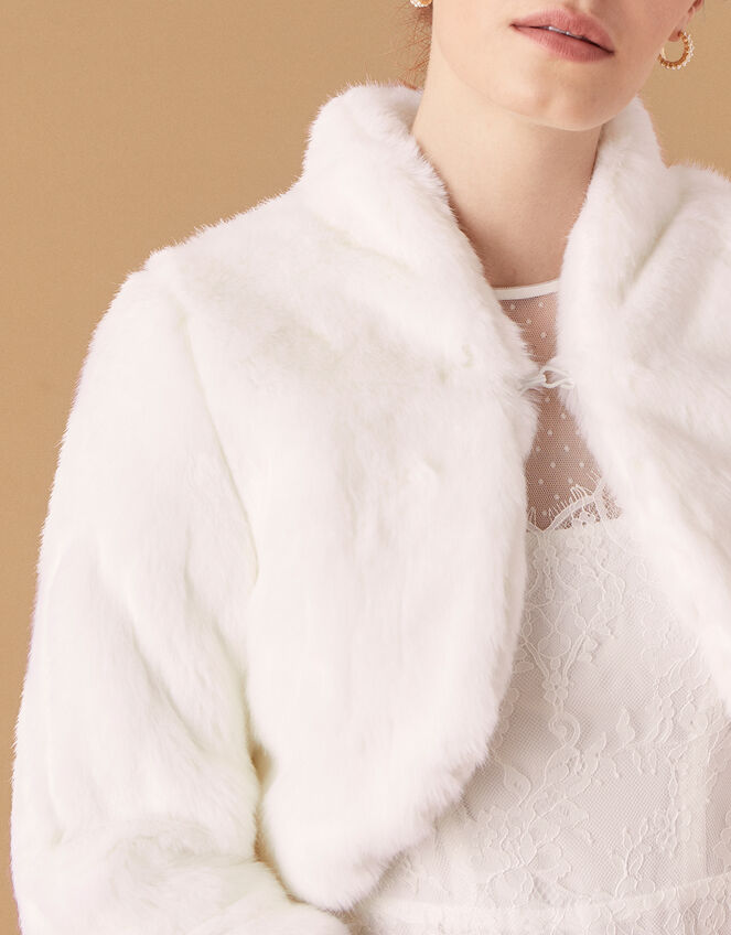 Maria Faux Fur Bridal Jacket, Ivory (IVORY), large