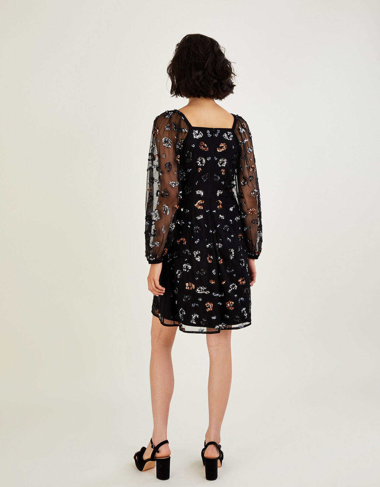 Marianly Sequin Animal Print Dress Black