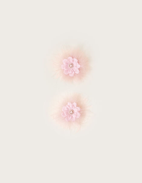 Fluffy Pearl Hair Clips Set of Two, , large