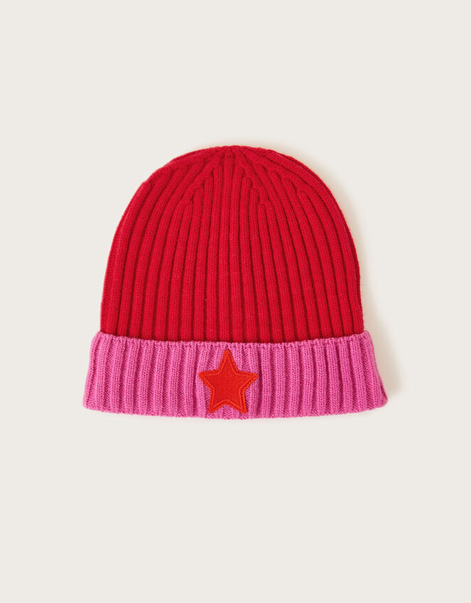 Star Beanie Hat, Pink (PINK), large