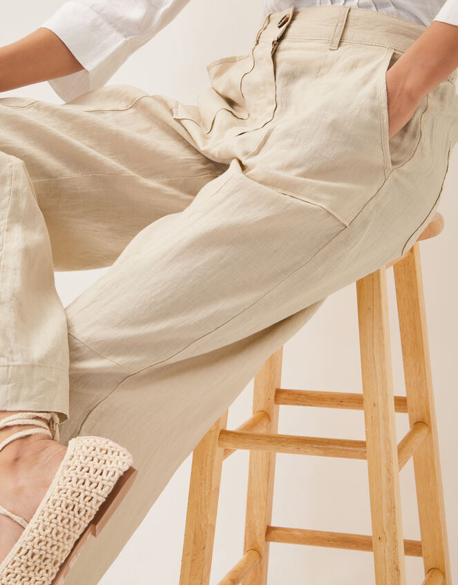 Jolie Regular Linen Wide Leg Trousers, Natural (NATURAL), large