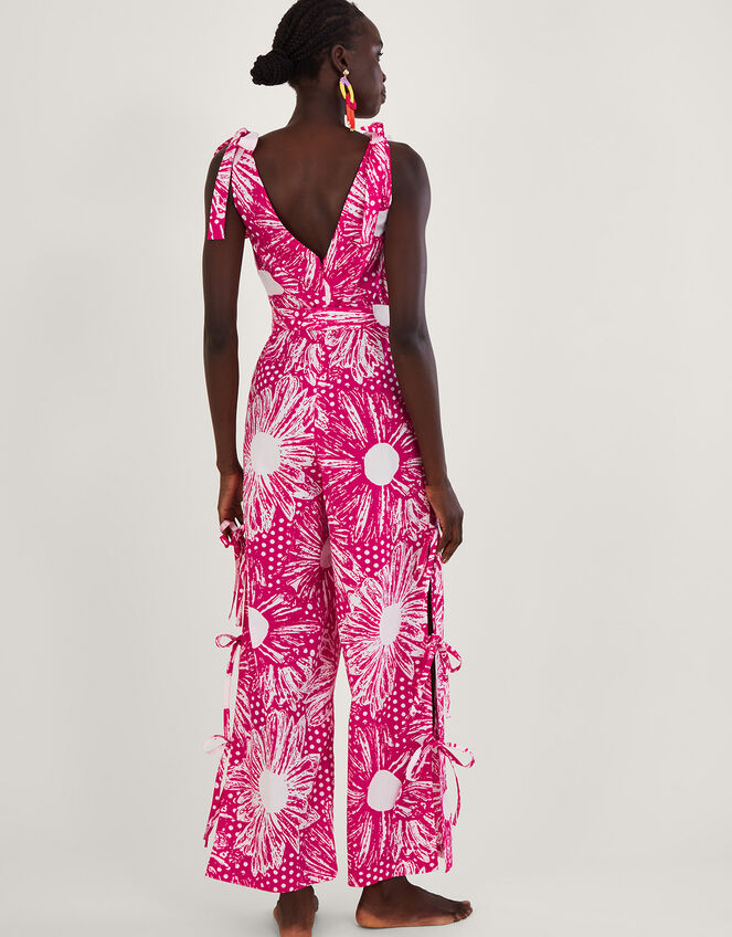Nava Mixed Print Tie Leg Jumpsuit Pink