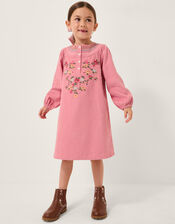 Floral Embroidered Corduroy Dress, Pink (PINK), large