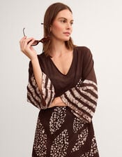 Aurora Printed Midi Beach Dress, Brown (BROWN), large