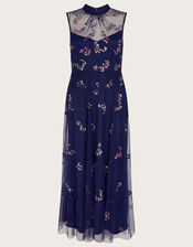 Suzie Spot Mesh Embellished Midi Dress, Blue (MIDNIGHT), large