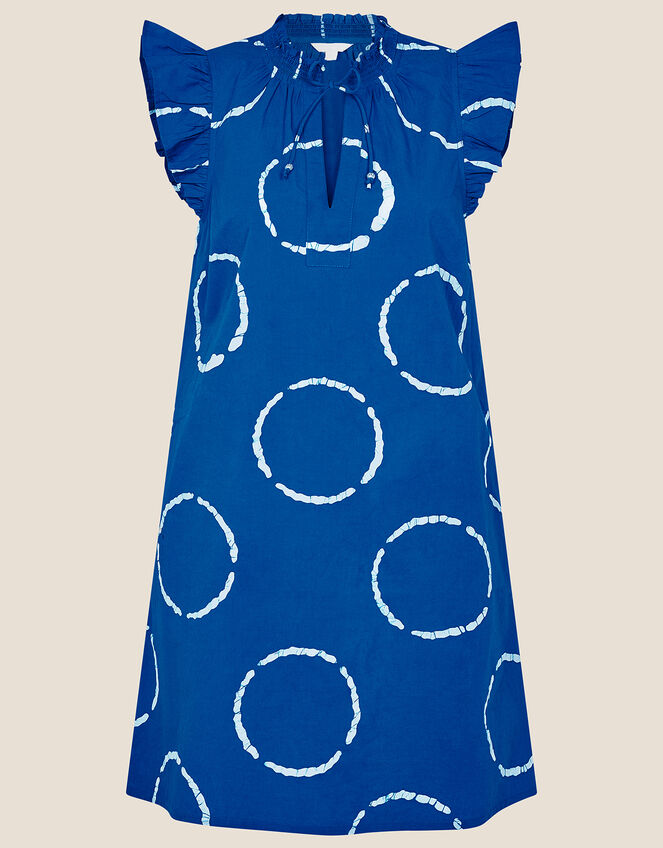 Tie Dye Poplin Dress, Blue (BLUE), large